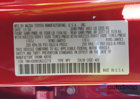 2025 Mazda Cx-50 2.5 S Preferred Package z USA, uszkodzony, nr VIN 7MMVABBM9SN332278